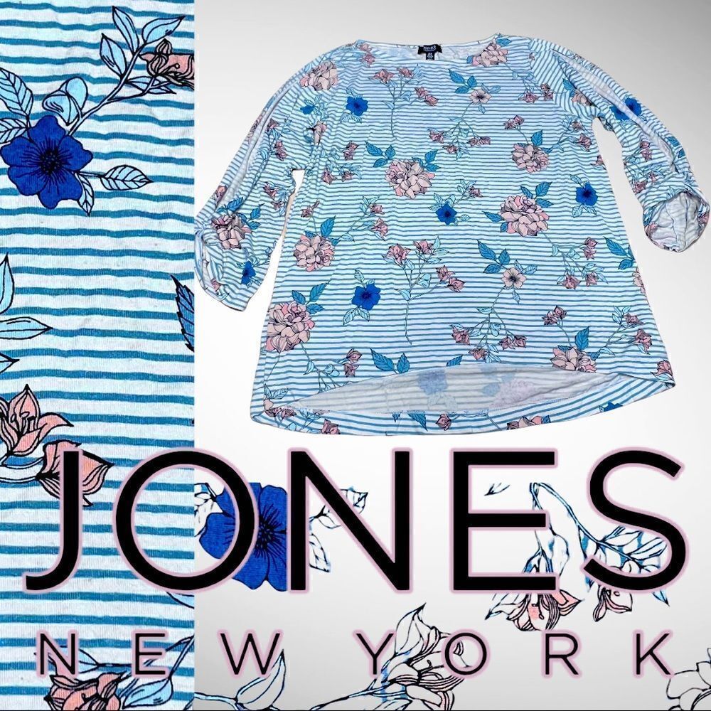 Jones of New York 3/4 Slit sleeve, scoop neck blouse medium
